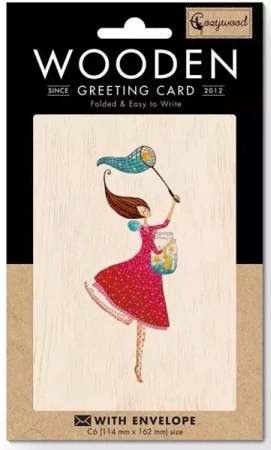 Karnet drewniany C6 + koperta Słoik gwiazd - Cozywood