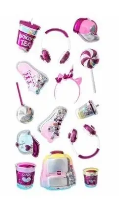 Naklejki shaker 3D - Różowe gadżety 14szt - Dalprint