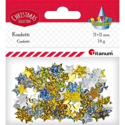 Konfetti Gwiazdki złote, srebrne hologram 14g - Titanum