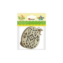 Zawieszki drewniane pisanki ażurowe 70x90mm 6szt - Titanum