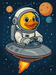 Diamentowa mozaika - Kaczka w kosmosie 15x20cm - Ideyka