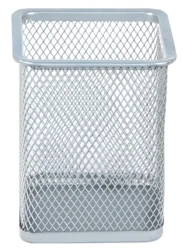 Pojemnik na długopisy metalowy kwadratowy srebrny - STARPAK