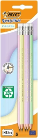 Ołówek z gumką Evolution Pastel 5szt - BIC