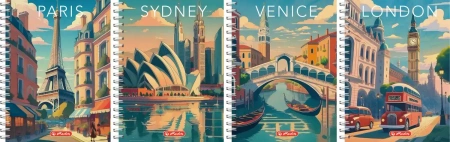 Kołozeszyt Herlitz Retro City B5 100 kartek Kratka