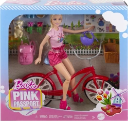 Barbie. HWJ00 Pink Passport Holland z rowerem, ubraniami i akcesoriami podróżnymi