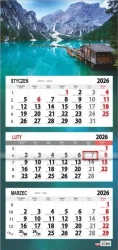 Kalendarz 2026 trójdzielny płaska główka Lazur - Sapt