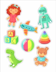 Dekoracje okienne dwustronne - Zabawki 01 8szt - LearnHow