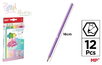 Kredki ołówkowe pastelowe 12 kolorów - MP Main Paper