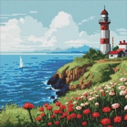 Diamentowa mozaika - Latarnia morska 40x40cm - Ideyka