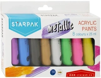 Farby akrylowe metaliczne 8 kol/25ml - STARPAK