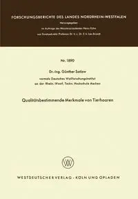 Qualitätsbestimmende Merkmale von Tierhaaren - Günther Satlow
