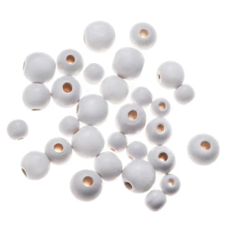 Drewniane koraliki, kulki białe 30szt - Dalprint dpCraft