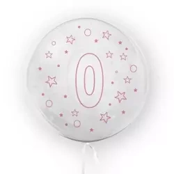 Balon 45cm Gwiazdki cyfra 0 różowy TUBAN