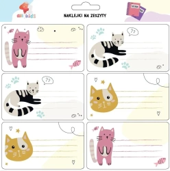 Naklejki na zeszyty Kotki 6 sztuk - All4Kids