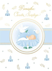 Karnet B6 Chrzest z kieszonką - niebieski - Henry