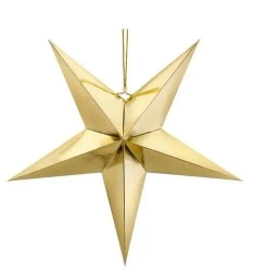 Gwiazda papierowa złota 70cm - PartyDeco