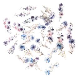 Naklejki PET kwiaty meteor blue 30szt - Dalprint dpCraft