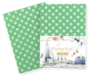 Pianka A4 z gwiazdkami brokatowymi zielona 5szt - Penword