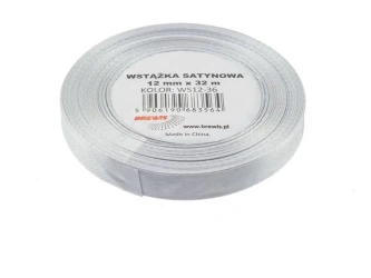 Wstążka satynowa szara 12mmx32m - Brewis