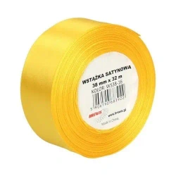 Wstążka satynowa żółta 38mmx32m - Brewis