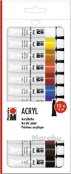 Farby akrylowe 12ml 12 kolorów - Marabu