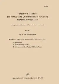 Reaktionen in Flussigem Ammoniak Zur Gewinnung Von - Otto Schmitz-Dumont