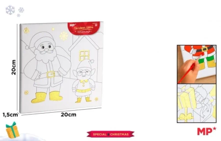 Płótno do malowania złocone - Mikołaj 20x20cm - MP Main Paper