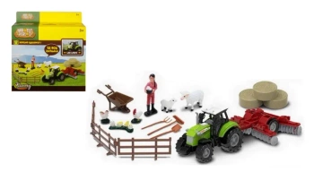 Zestaw rolniczy z traktorem ze światłem i dźwiękiem i akcesoriami