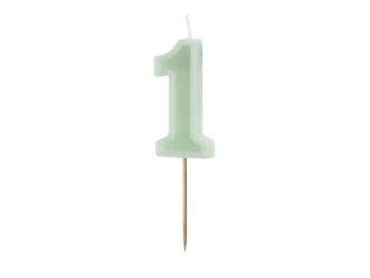 Świeczka urodzinowa 1 zielona 6cm - PartyDeco