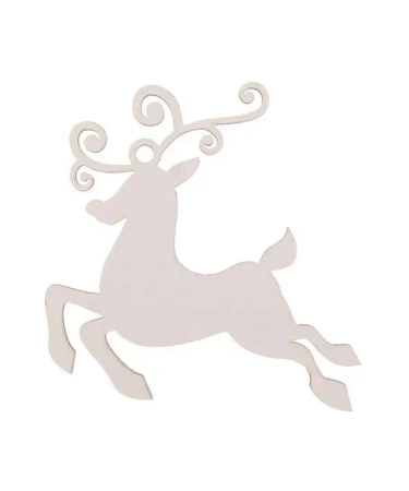 Bombka drewniana Renifer 3szt biała - Cresco