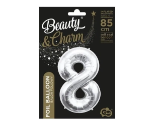 Balon foliowy B&C cyfra 8 srebrna 85cm - Godan