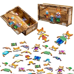 Drewniana układanka - Lisy - PuzzleOK