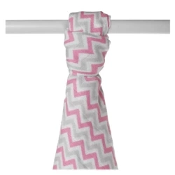 Ręcznik bambusowy XKKO BMB 90x100 - Baby Pink Chevron