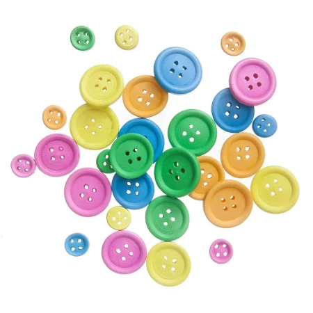 Guziki drewniane neon 30szt MIX - Dalprint dpCraft