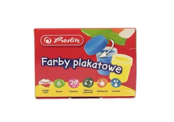 Farby plakatowe szkolne 6 kolorów x 20ml - HERLITZ