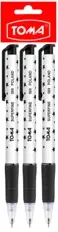 Długopis automatyczny Superfine czarny 3 szt. - TOMA