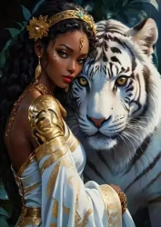 Diamentowa mozaika Księżniczka i biały tygrys 30x40cm 2001359 - Norimpex