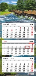 Kalendarz 2026 trójdzielny płaska główka Młyny - Sapt