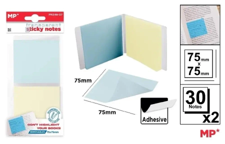 Karteczki samoprzylepne przezrocz 75x75mm 2x30szt - MP Main Paper