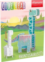 Cube head. Dino. Brontozaur. Złóż i pokoloruj - Monumi