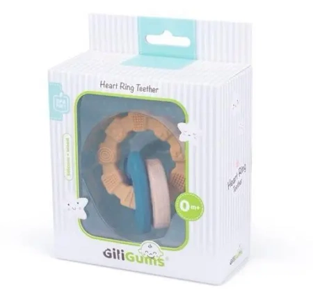 Gryzak pierścień Serce silikon drewno - Giligums