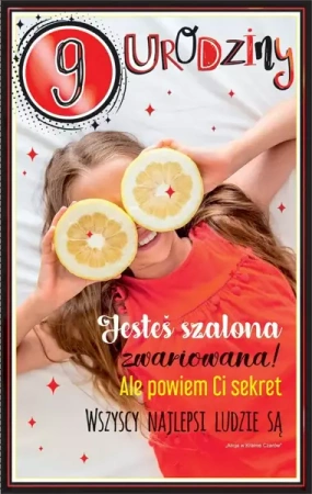 Kartka okolicznościowa Urodziny 9 dziewczynka - AbCard