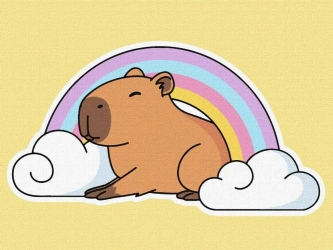 Malowanie po numerach - Kapibara i tęcza Kids - Ideyka