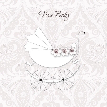 Karnet Swarovski kwadrat CL0108 Narodziny wózek - Clear Creations