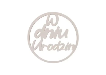 Drewniany napis - W dniu urodzin 5szt biały - Cresco