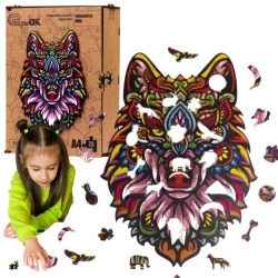 Puzzle drewniane eko 73 Tajemniczy wilk A4 - PuzzleOK