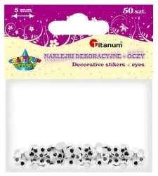 Oczy samoprzylepne bez rzęs 5mm okrągłe 50szt - Titanum