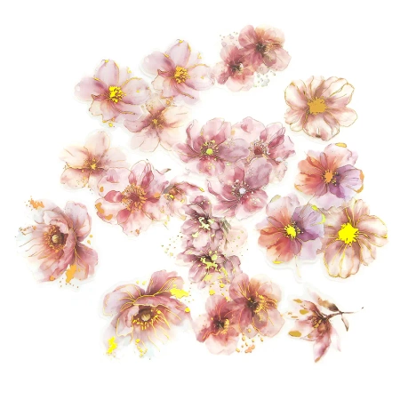 Naklejki PET kwiaty pink blush 20szt - Dalprint dpCraft