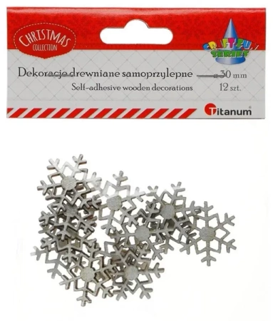 Drewniane płatki śniegu samoprzylepne 12 szt - Titanum