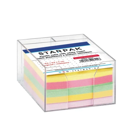 Kubik plastikowy duży kolorowe karteczki 85x85mm - STARPAK